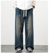 Plus Size M-8XL Baggy Jeans Men's Blue Black Streetwear Elastic Waist Y2K Trousers Fashion Straight Leisure Wide Denim Pants
