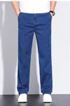 Plus Size 28-42 Men's Classic Business Jeans Straight Thin Stretch Cotton Luxury Denim Trousers Korean Spring Summer Male Pants