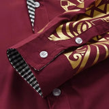 Men's Loose Shirt Dress Shirts Casual Streetwear Fashion Gold Stamping Printed Long Sleeve Cardigan Shirt Male Tops