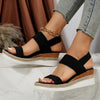 Women's Shoes 2025 Hot Sale Elastic Band Women's Sandals Summer Open Toe Solid Color Wedge Beach Shoes Ladies Platform Sandals