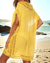Plus Size Beachwear for Women Summer Outwear Knitted V Neck Bikinis Cover Up Yellow Tunic Pareo Swimsuit Coverd Large Dress XXL