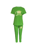 Plus Size Europe and America New Summer  Women's Printed Comfortable Casual Set