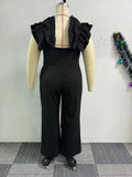 Plus Size Women Clothes Jumpsuit Summer Clothes Black Urban Leisure Bodysuit New 2024 Wide Leg Jumpsuit Wholesale Dropshipping