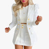 Sets for Women 2 Pieces 2024 Spring Plaid Print Notched Neck Long Sleeve Blazer & Elegant High Waist Mini Skirt Set Office Lady