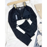 3 PCS With Long Sleeves Cover Bling Bikini Female Swimsuit Women Swimwear Three-pieces Bikini set Bather Bathing Suit Swim V3711