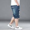 Plus Size Summer Men's Hip-hop Ripped Denim Shorts Fashion Streetwear Harajuku Rock Loose Straight Knee Length Short Jeans