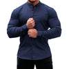 Men's  Casual Shirt Slim Fit Micro-elastic Long Sleeve Comfortable Versatile Stand Collar Tops Camisas  Men Dress Shirt