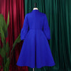 Elegant Dresses for Women Bow Collar Full Sleeve High Waisted Pleated Mid Calf Luxury Birthday Party Dinner Vestidos Mujer Dress