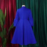 Elegant Dresses for Women Bow Collar Full Sleeve High Waisted Pleated Mid Calf Luxury Birthday Party Dinner Vestidos Mujer Dress