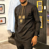Summer Men's Sets Clothes Outfit Kaftan Luxury Long Sleeved Top Pants 2-piece Man Suit African Ethnic Traditional Male Clothing