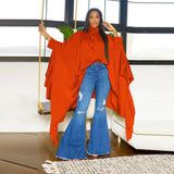 SOMO Plus Size Women Clothes Pleated Long Cape Shirt Bat Full Sleeve Irregularity Blouse Top One Size Loose Dropshipping 2023