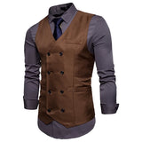 2025 Men's Formal Dress Vest Top Double Breasted Casual Tank Tops Solid Slim V-Neck Club Party Suits Vest Formal Waistcoat Men