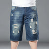 Plus Size Summer Men's Hip-hop Ripped Denim Shorts Fashion Streetwear Harajuku Rock Loose Straight Knee Length Short Jeans