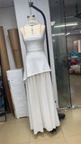 Mozision Elegant Strapless Sexy Maxi Dress For Women Gown With Scarf Off-shoulder Sleeveless Backless Split Beach Long Dress