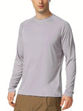 Plus Size Men's Solid T-shirt Fashion Casual Long Sleeve Tees UV Sun Protection Tops For Outdoor/workout Men's Clothing