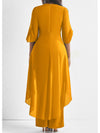 2024 Plus Size 6XL7XL 2-Piece Set Chiffon V-Neck Top and Loose Pants Elegant Commuting Plus Size Women 2-Piece Set