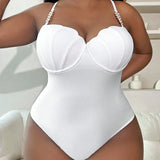 Summer new plus-size women's swimsuit a piece of high-grade sexy steel Tobikini plus-size diamond strap swimsuit