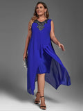 Plus Size Dress for Women Elegant Mesh Irregular Slim Long Dress 2023 Summer Casual Sleeveless Evening Party Dress 2XL 3XL 4XL