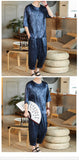 M-5XL Plus Size Mens Ankle Pants Sets 2 Piece Outfits Chinese Style Summer Streetwear Tracksuits Casual Shirt and Pants Set Male