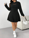 Plus Size Sets  Knitted Suit A-Line Dress Hooded Long-Sleeved Top Vest A-Line Skirt Set Stylish Elegance Elastic Fabric Comfort