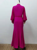Women Elegant Evening Party Dresses 2025 New Spring Summer Solid Color Deep V-Neck Split-Front Bandage Banquet Prom Gown