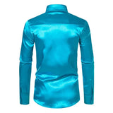 Nightclub Dress Red Satin Shirts Men Clothing Silk Like Long Sleeve Roupas Masculinas Mens Sexy Wedding Party Button Up Shirts