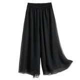Women Chinese Classical Dance Clothing Female Elegant Trousers Practiice Clothes Modern Elastic Waist Ethnic Pants White Black