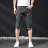 Mens Short Jeans Summer New Bermuda Casual Stretch Blue Knee Length Cropped Pants Slim Male Denim Shorts