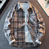 2025 New Arrival Mens Plaid Shirt Long Sleeve Casual Shirts Button Down Regular Fit Work Shirts