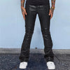 Mens Leather Pants Autumn New Casual Street Fashion Solid Color Bell Bottoms Joker Casual Pants Men