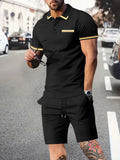 Men's Short Sleeved Shorts PO LO Shirt Set T Shirt Sports And Leisure Set Home Short Sleeved Shorts Set 2 Piece
