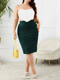 2025 Summer Plus Size Solid Slim Skirt, Casual High Waist Slit Skirt, Women's Plus SizeClothing