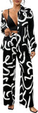 Women Clothing 2024 Autumn New Fashion Print Set Casual Button Collar Shirt Long Sleeved Wide Leg Pants Long Pants Two-piece Set