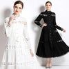 Plus Size Dresses Women's Clothing Summer Dress 2025 Elegant Lace Patchwork Hollow Out White Wedding Guest Beach Sundress