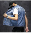 Brand New Men's Ripped Denim Vests Hip Hop Streetwear Fashion Sleeveless Cotton Jacket High Quality Man Casual Cowboy Waistcoat