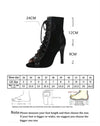 Lace-Up Sandals Heels 9CM Women's Shoes Summer 2024 Trend Black Sexy Peep Toe Boots Fashion Cloth Stilettos Jazz Dance Female