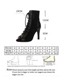 Lace-Up Sandals Heels 9CM Women's Shoes Summer 2024 Trend Black Sexy Peep Toe Boots Fashion Cloth Stilettos Jazz Dance Female