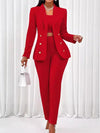 Three Piece Sets Women Pant Set Strapless Y2k Tops Full Sleeve Blazer Turn Down Collar Coats Long Pants High Waist Matching Sets