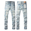 Top quality jeans Men Fashion High street Wash blue print letters Fashion Repair Low Rise Stretch Skinny Trousers Brand pants