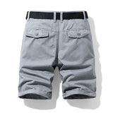 Summer thin multi pocket pure cotton workwear shorts men's oversized loose straight leg five point casual over knee beach shorts