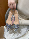 Silver Baotou Sandals Women 2025 New Summer Beautiful Pointy Wine Glass Celebrity Crystal Flower Transparent High Heels