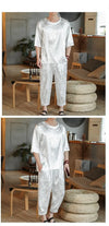 M-5XL Plus Size Mens Ankle Pants Sets 2 Piece Outfits Chinese Style Summer Streetwear Tracksuits Casual Shirt and Pants Set Male