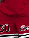 Men's Plus Casual Sports T-Shirt & Shorts Set, 3D Chicago Print, Crew Neck, Knitted Fabric