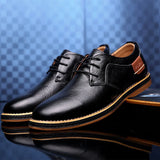 Mens Shoes Hand Sewn Cowhide Leather Shoes Men's Casual Loafers Plus Size 38-48