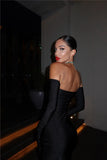 Mozision Strapless Backless Sexy Maxi Dress For Women Fashion Off-shoulder Sleeveless Floral High Split Evening Party Long Dress