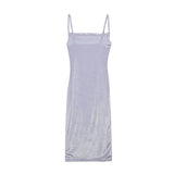 European and American style women's clothing for spring and summer, fashionable and sexy, slim fit, slit camisole dress for wome