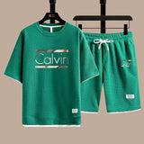 2025 new casual sportswear for men summer two-piece clothing short-sleeved round neck and shorts two fashionable clothes