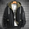 Plus Size Hooded Men 8XL Autumn Winter Mens Fake Two Pieces Loose Jackets Coats Outwear Man Fashion Casual Clothing Top