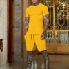 Men's T-shirt and shorts set, short-sleeved T-shirt and shorts set, two-piece set, beach sportswear