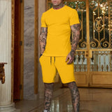 Men's T-shirt and shorts set, short-sleeved T-shirt and shorts set, two-piece set, beach sportswear